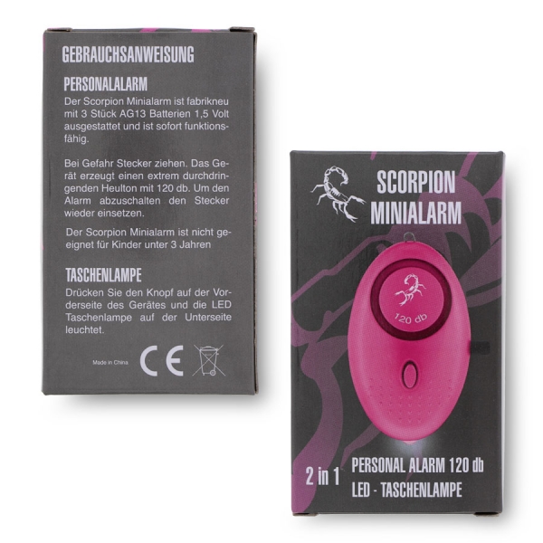 SCORPION Mini Personalalarm 120 db - pink