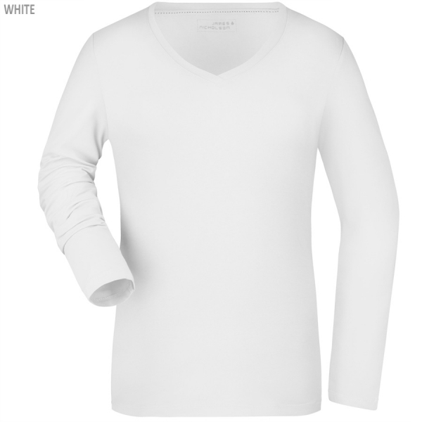 James & Nicholson Ladies‘ Stretch V-Shirt Long-Sleeved
